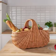 Muschel Einkaufskorb aus Vollweide in Geschwungener Form