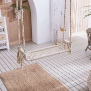 Schaukel "Makramee" aus Metall und Poly-Baumwolle, Indoor Hängeschaukel aus Metall & Stoff, Boho Chic