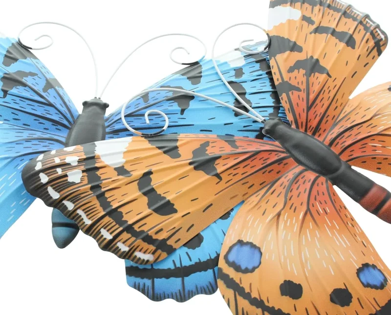 Schmetterling Blau & Orange, 2er Set, Metall Maße: 34 x 27 cm