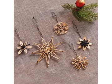 Strohsterne "Nature & Black", 18er Set