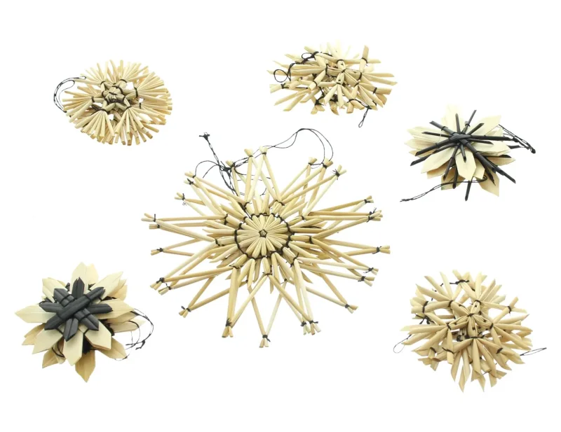 Strohsterne "Nature & Black", 18er Set