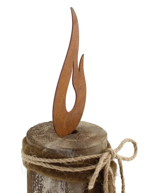 Säule "Flammendes Herz", im 2er Set Kerzen Deko Holz