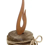 Säule "Flammendes Herz", im 2er Set Kerzen Deko Holz