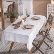 Tafeldecke Mahon, cremeweiß, Leinenoptik, 100% Baumwolle Maße: 140 x 180 cm
