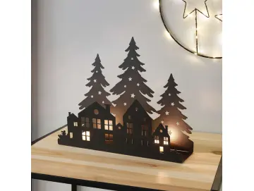 Teelichthalter "Häuser im Wald"