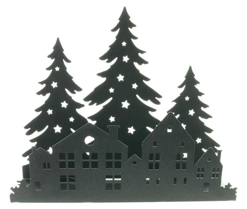 Teelichthalter "Häuser im Wald"