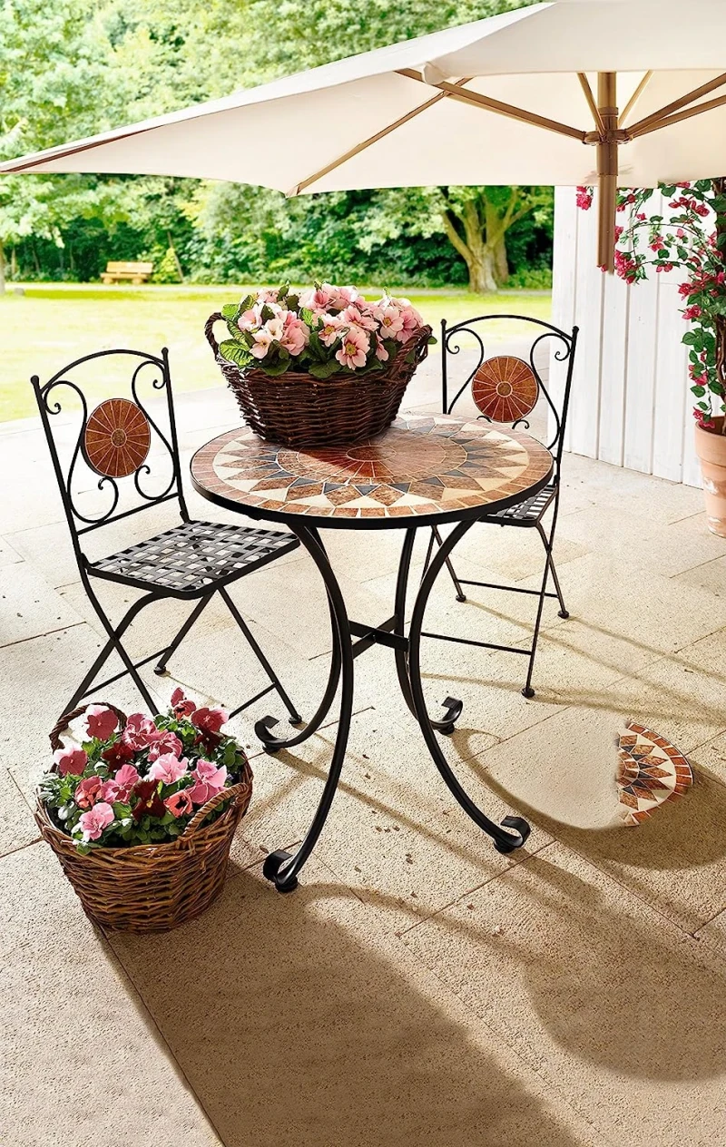 Tisch Mosaik mit Metallgestell, rund Ø70 x 76 cm