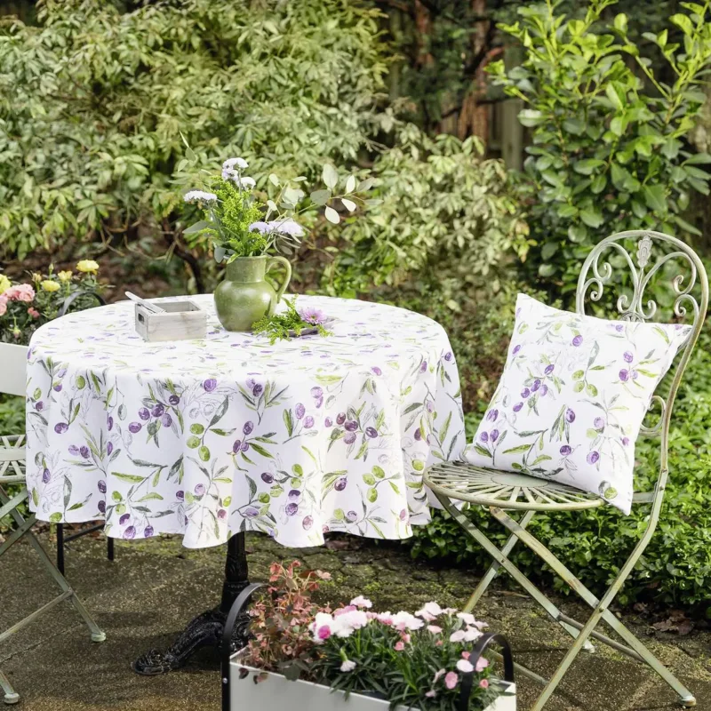 Tischdecke Olive Garden, rund, abwaschbar, wasserabweisend, 50% Baumwolle, 50% Polyester Maße: Ø 160 cm