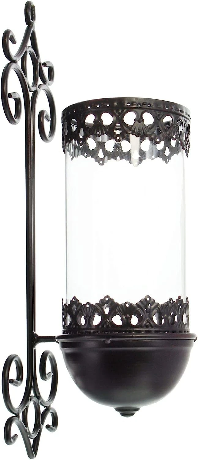 Wandleuchter "Barock" aus Glas und Metall, Wand-Kerzenhalter