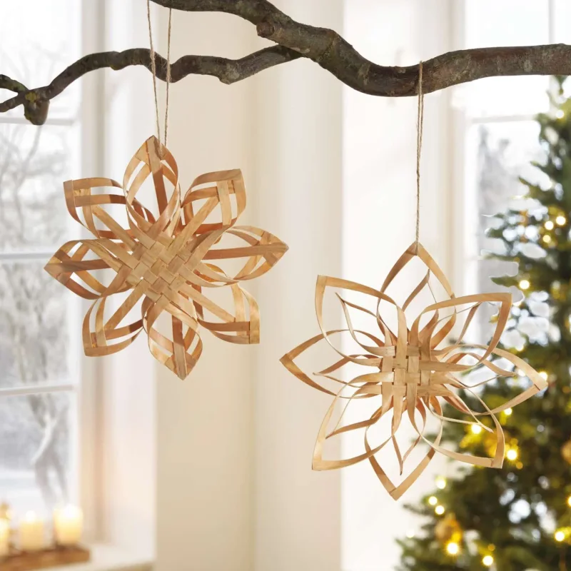 Weihnachtsstern "Holzspan", 2er Set