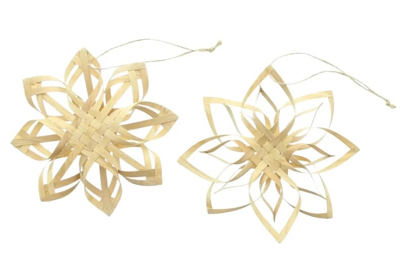 Weihnachtsstern "Holzspan", 2er Set