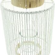 Windlicht "Breeze" aus Papierschnur weiß & Bambus, 36 cm hoch, Kerzenhalter, Hängelaterne
