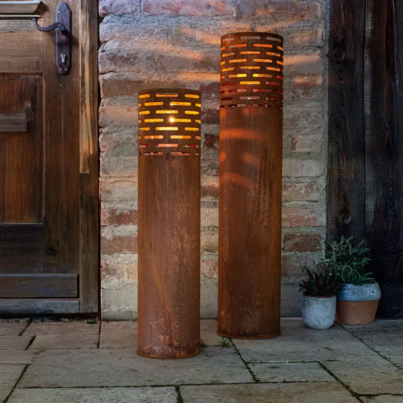 Windlicht "Rost-Säule", 2er Set
