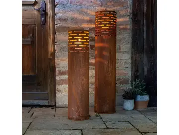 Windlicht "Rost-Säule", 2er Set