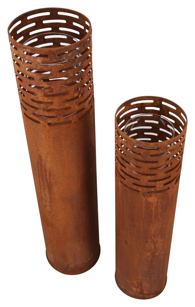Windlicht "Rost-Säule", 2er Set