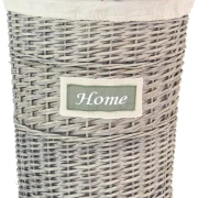 Wäschekorb "Home" aus Weide, grau, mit Deckel, im Landhaus Stil