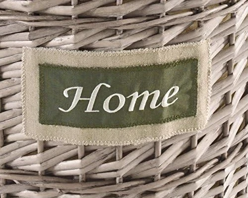 Wäschekorb "Home" aus Weide, grau, mit Deckel, im Landhaus Stil