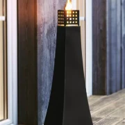 Große Öllampe aus Metall, schwarz, 76 cm hoch, Gartenfackel